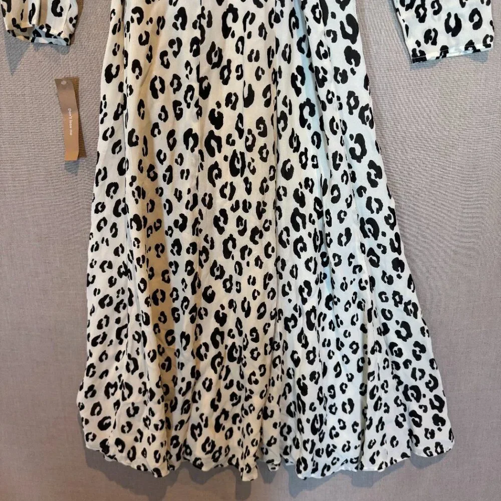 Reformation Melba Wrap Dress NWT Snow Leopard XL Long Sleeve Midi Quiet Luxury